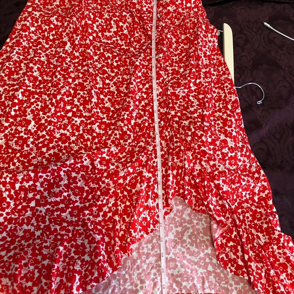 CODE X MODE Red Floral Ruffled Midi Skirt Size L - Picture 2 of 9